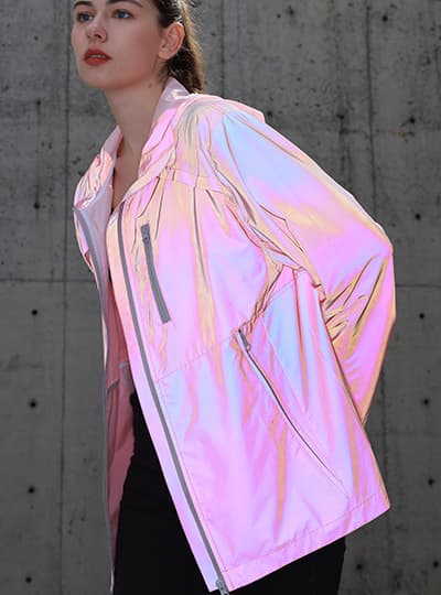 時尚夾克羽絨漸變反光面料